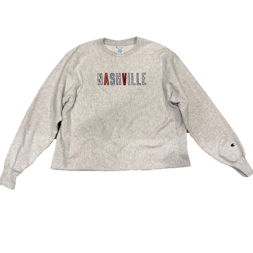 Champion Reverse Weave Pullover Sweatshirt Unisex Size L Nashville Embroidered